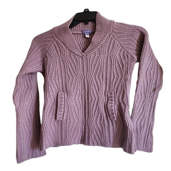 Ibex puzzle organic lavender wool sweater S - Picture 5 of 6